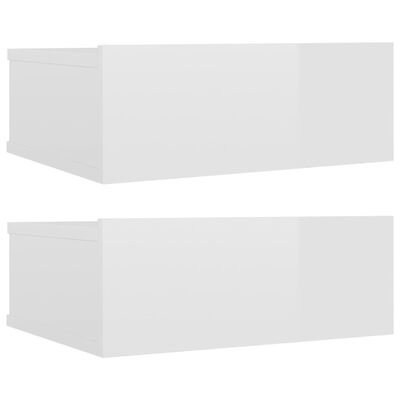 vidaXL Mesitas noche flotante 2 uds contrachapada blanco 40x30x15 cm