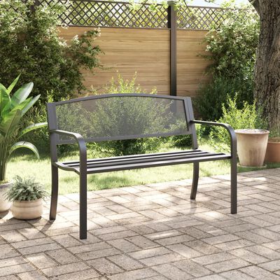 vidaXL Banco de jardín de acero negro 119 cm