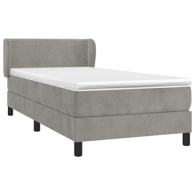 vidaXL Cama box spring con colchón terciopelo gris claro 90x190 cm