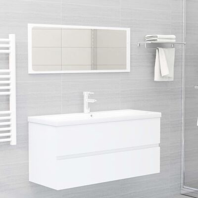 vidaXL Armario para lavabo madera contrachapada blanco 100x38,5x45 cm