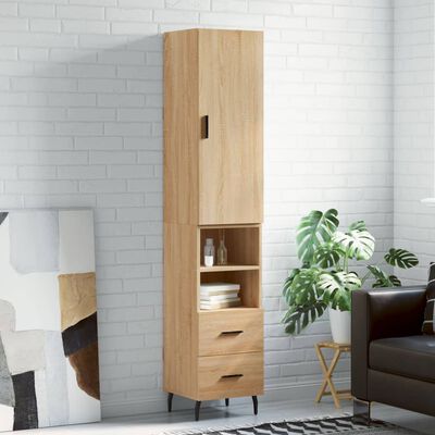 vidaXL Aparador de madera contrachapada roble Sonoma 34,5x34x180 cm