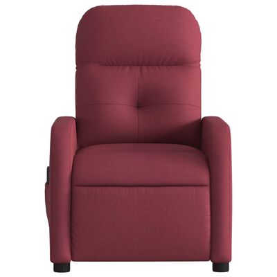 vidaXL Sillón de masaje reclinable de tela color vino tinto