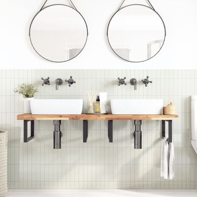 vidaXL Encimera tocador baño madera acacia sin tratar 140x50x4 cm