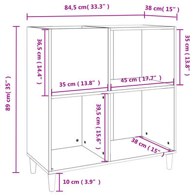 vidaXL Mueble para discos madera contrachapada blanco 84,5x38x89 cm