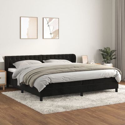 vidaXL Cama box spring con colchón terciopelo negro 200x200 cm