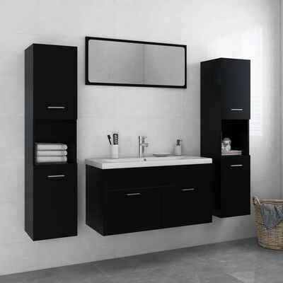 vidaXL Juego de muebles de baño madera de ingeniería negro