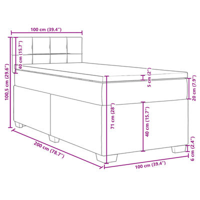 vidaXL Cama box spring con colchón terciopelo verde oscuro 100x200 cm