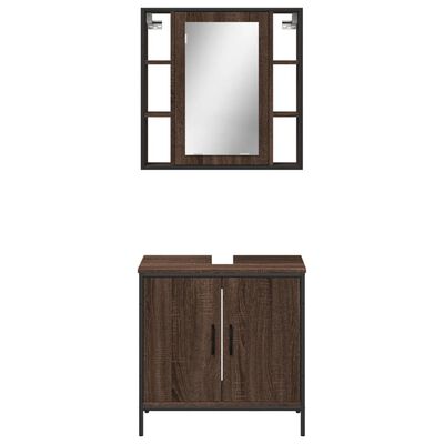 vidaXL Set de muebles baño 2 pzas madera contrachapada marrón roble