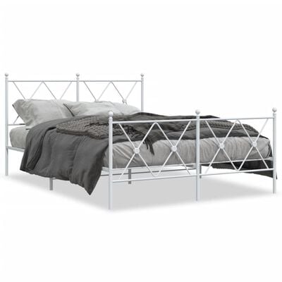 vidaXL Estructura cama metal cabecero y estribo blanco 140x190 cm