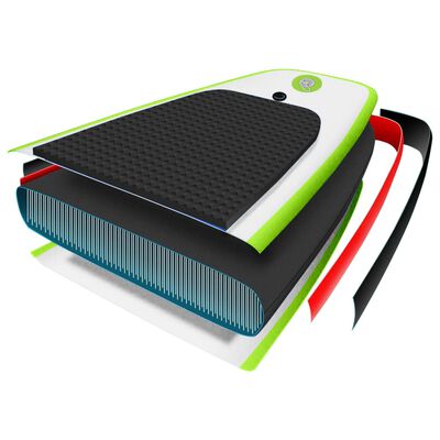 vidaXL Juego de tabla paddle surf inflable verde y blanco