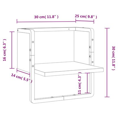 vidaXL Estante de pared con barra marrón roble 30x25x30 cm