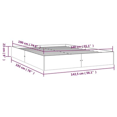 vidaXL Estructura de cama de madera maciza blanca 140x190 cm