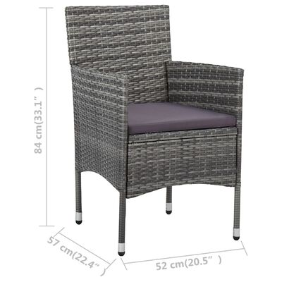 vidaXL Set de comedor de jardín 11 pzas ratán sintético gris