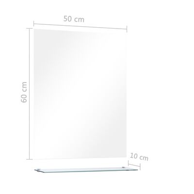 vidaXL Espejo de pared con estante de vidrio templado 50x60 cm