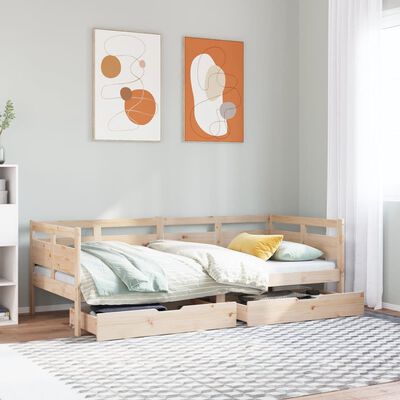 vidaXL Sofá cama con cajones madera maciza de pino 80x200 cm