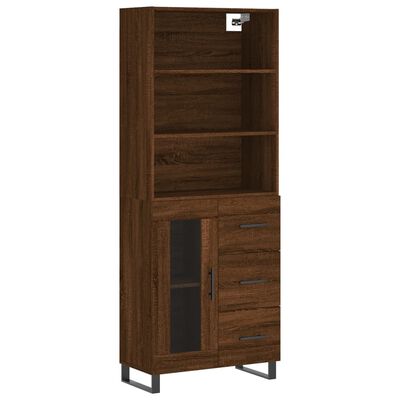 vidaXL Aparador alto madera contrachapada marrón roble 69,5x34x180 cm