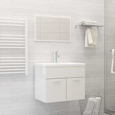 vidaXL Set muebles de baño 2 piezas madera contrachapada blanco brillo