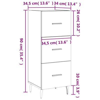 vidaXL Aparador madera de ingeniería roble ahumado 34,5x34x90 cm