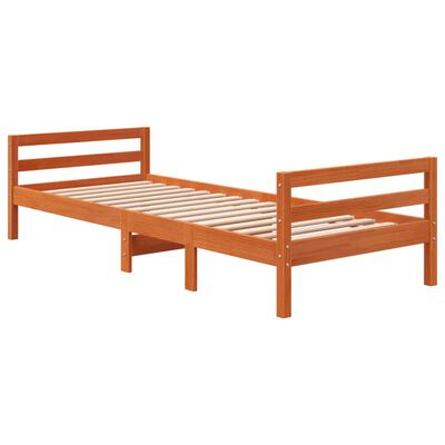 vidaXL Estructura de cama sin colchón madera maciza marrón 90x190 cm