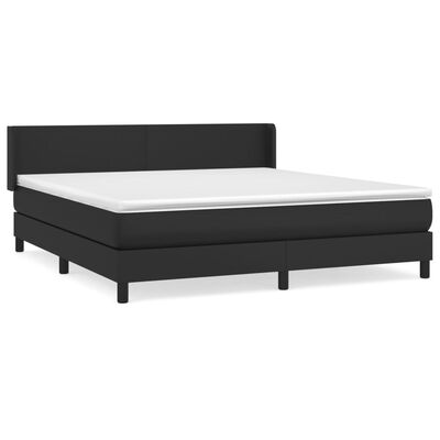 vidaXL Cama box spring con colchón cuero sintético negro 160x200 cm