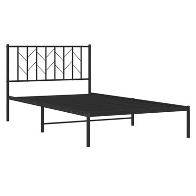 vidaXL Estructura de cama con cabecero metal negro 107x203 cm