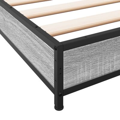 vidaXL Estructura cama madera ingeniería metal gris Sonoma 75x190 cm