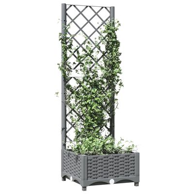 vidaXL Jardinera con enrejado PP gris claro 40x40x121,5 cm