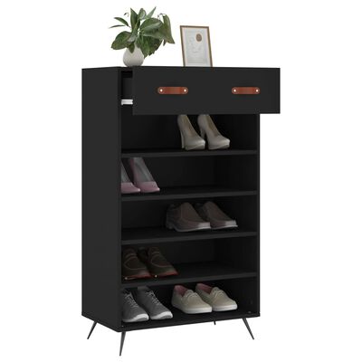 vidaXL Zapatero madera de ingeniería negro 60x35x105 cm