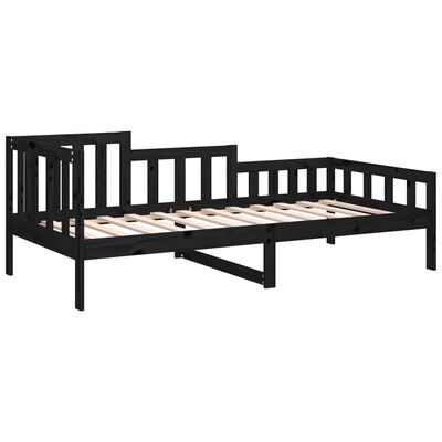 vidaXL Sofá cama madera maciza de pino negro 90x200 cm