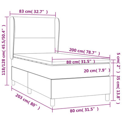 vidaXL Cama box spring con colchón terciopelo rosa 80x200 cm