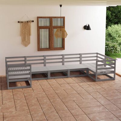 vidaXL Juego de muebles de jardín 7 piezas madera maciza de pino