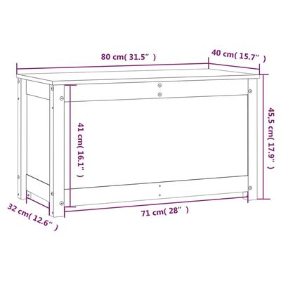 vidaXL Caja de almacenaje madera maciza pino marrón miel 80x40x45,5 cm