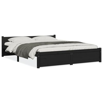 vidaXL Estructura de cama madera maciza negra King Size 150x200 cm