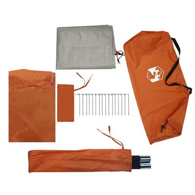 vidaXL Tienda de campaña con túnel para 3 personas impermeable naranja