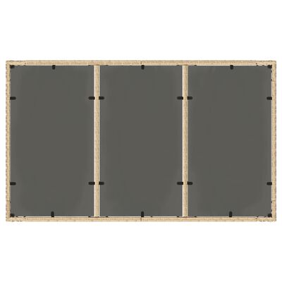 vidaXL Mesa de jardín superficie de vidrio ratán PE beige 150x90x75 cm