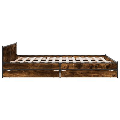 vidaXL Cama con cajones madera de ingeniería roble ahumado 180x200 cm