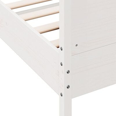 vidaXL Estructura cama cabecero madera maciza pino blanco 180x200 cm