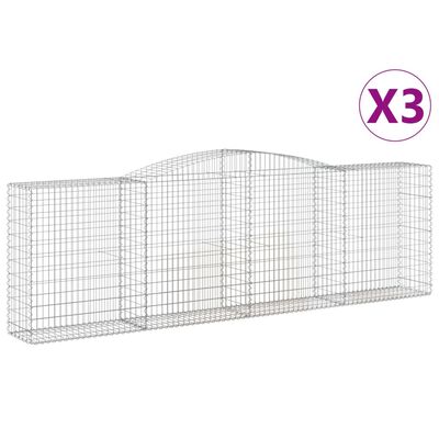 vidaXL Cestas de gaviones 3 uds forma de arco hierro 400x50x120/140 cm