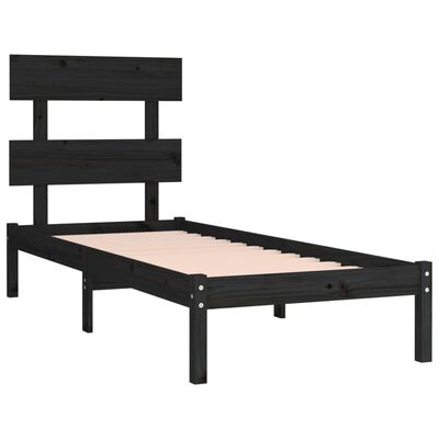 vidaXL Estructura de cama individual madera maciza negra 90x190 cm