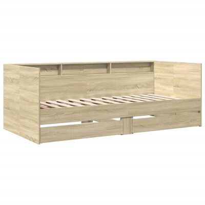 vidaXL Sofá cama con cajones sin colchón roble Sonoma 75x190 cm