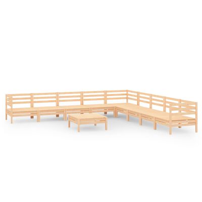 vidaXL Juego de muebles de jardín 10 piezas madera maciza de pino