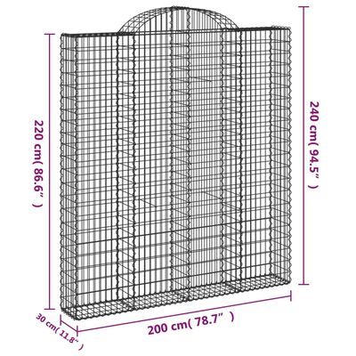 vidaXL Cestas de gaviones 4 uds forma de arco hierro 200x30x220/240 cm