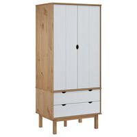 vidaXL Armario OTTA madera maciza pino marrón y blanco 76,5x53x172 cm