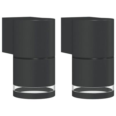 vidaXL Lámparas de pared de exterior 2 uds aluminio fundido negro