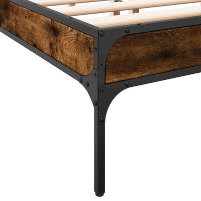 vidaXL Estructura cama madera ingeniería metal roble ahumado 140x190cm