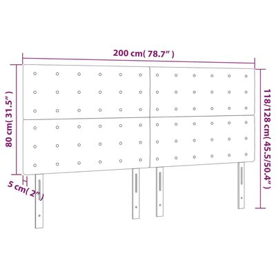 vidaXL Cabecero con luces LED tela gris claro 200x5x118/128 cm