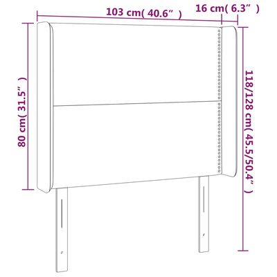 vidaXL Cabecero con LED cuero sintético blanco 103x16x118/128 cm