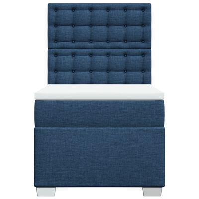 vidaXL Cama box spring con colchón tela azul 90x190 cm