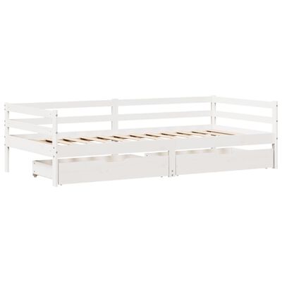 vidaXL Sofá cama con cajones madera maciza de pino 90x200 cm