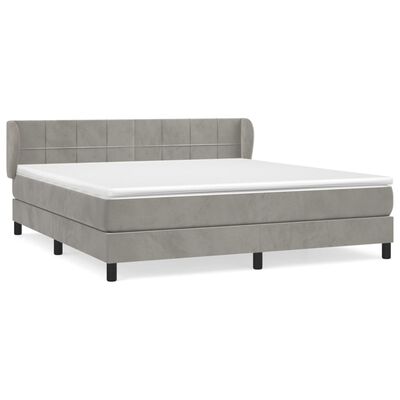 vidaXL Cama box spring con colchón terciopelo gris claro 180x200 cm